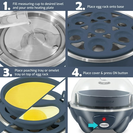 Elite Gourmet - 7-Egg Automatic Egg Cooker - Slate Blue