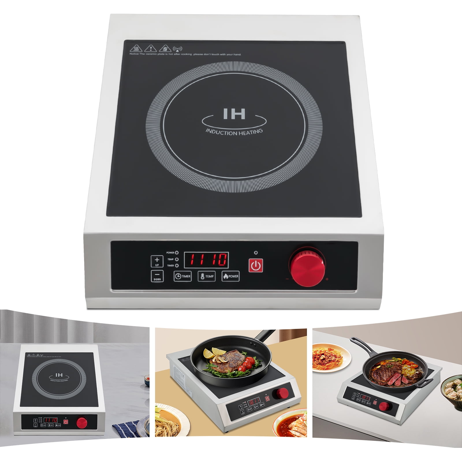 Powerful Electric Induction Burner, Commercial Induction Cooktop, Countertop Electric Stove with Digital Sensor