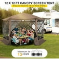 thumbnail image 5 of COBIZI 12x12 Pop-up Gazebo Starry Sky Screen Canopy Tent Screen House for Camping, Screen Room with Mosquito Netting, Hub Tent Instant Screened Canopy with Carrying Bag and Ground Stakes, Brown, 5 of 10