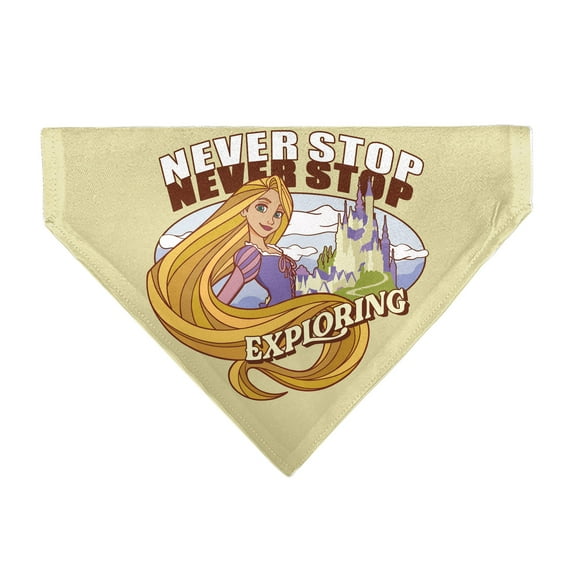 Disney Pet Bandana Rapunzel Never Stop Exploring Castle Pose Beige Red White Slip On Collar Bandana Only