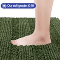 thumbnail image 2 of HAKUNA Striped Olive Green Bathroom Rug Set 2 Piece 32"x20"+60"x20" Ultra Soft, Non Slip Chenille Toilet Mat, Absorbent Plush Shaggy Bath Mats for Bathroom, Bedroom, Kitchen, 2 of 6