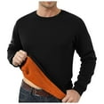 thumbnail image 2 of Dwelliawo Mens Sherpa Lined Crewneck Sweatshirt Fleece Crewneck Pullover Tops Long Sleeve Basic Warm Sweater Winter Warm Pullover Sweatshirt Black XL, 2 of 4