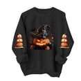thumbnail image 5 of VKOYWKM Women's Halloween Print Crew Neck Sweatshirt Cute Spooky Graphic Sweatshirts Oversized Long Sleeve Sweatshirts Fall Pullover, 5 of 6