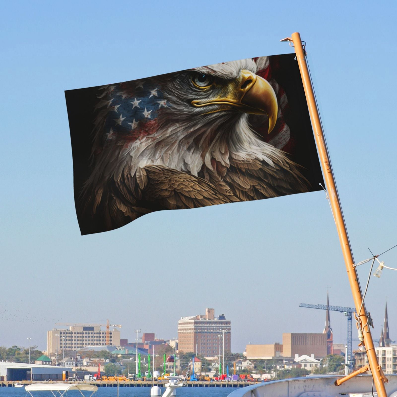 American Flag Bald Eagle USA Double Sided Flag 3x5FT Reversible Garden Flag Outdoor Decor for House, Porch, Lawn, Yard, Indoor Wall, Party Decoration