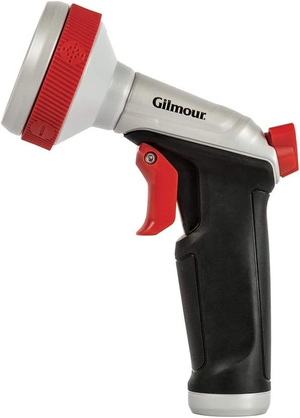 Gilmour Professional 8 Pattern Watering Nozzle, Click Control Trigger, Durable Metal Construction