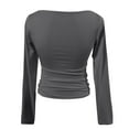 thumbnail image 5 of Workout Tops for Women Fall Long Sleeve Boat Neck Fitted Solid Color Basic Clothes Womens Plain Tshirts Grey M, 5 of 5