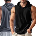 thumbnail image 7 of Blekii Men's Summer Lightweight Sleeveless Hooded Tank Top - Solid Color Design, Quick-Dry Performance Fabric - Great for Running, Fitness Training, Beach Sports, Outdoor Workout -, 7 of 7