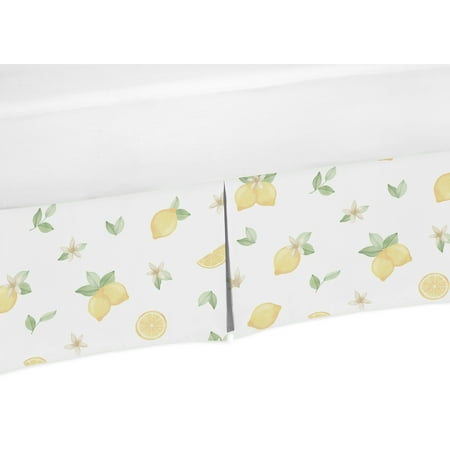 UPC: 0846480084662 | Sweet Jojo Designs Lemon Floral Girl Baby Nursery Crib Bed Skirt Dust Ruffle – Yellow Green Beige White Watercolor Boho Bohemian Farmhouse Fruit Flower Blossom Botanical Leaf