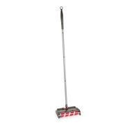 Voom Rechargeable Cordless Sweeper, Bagless, Self-Cleaning Roller, 360-Degree Swivel, Red/Gray, Lightweight, 60-Minute Battery