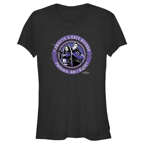 Junior's Marvel Hawkeye Partners, Am I Right? Stamp Graphic Tee Black X Large