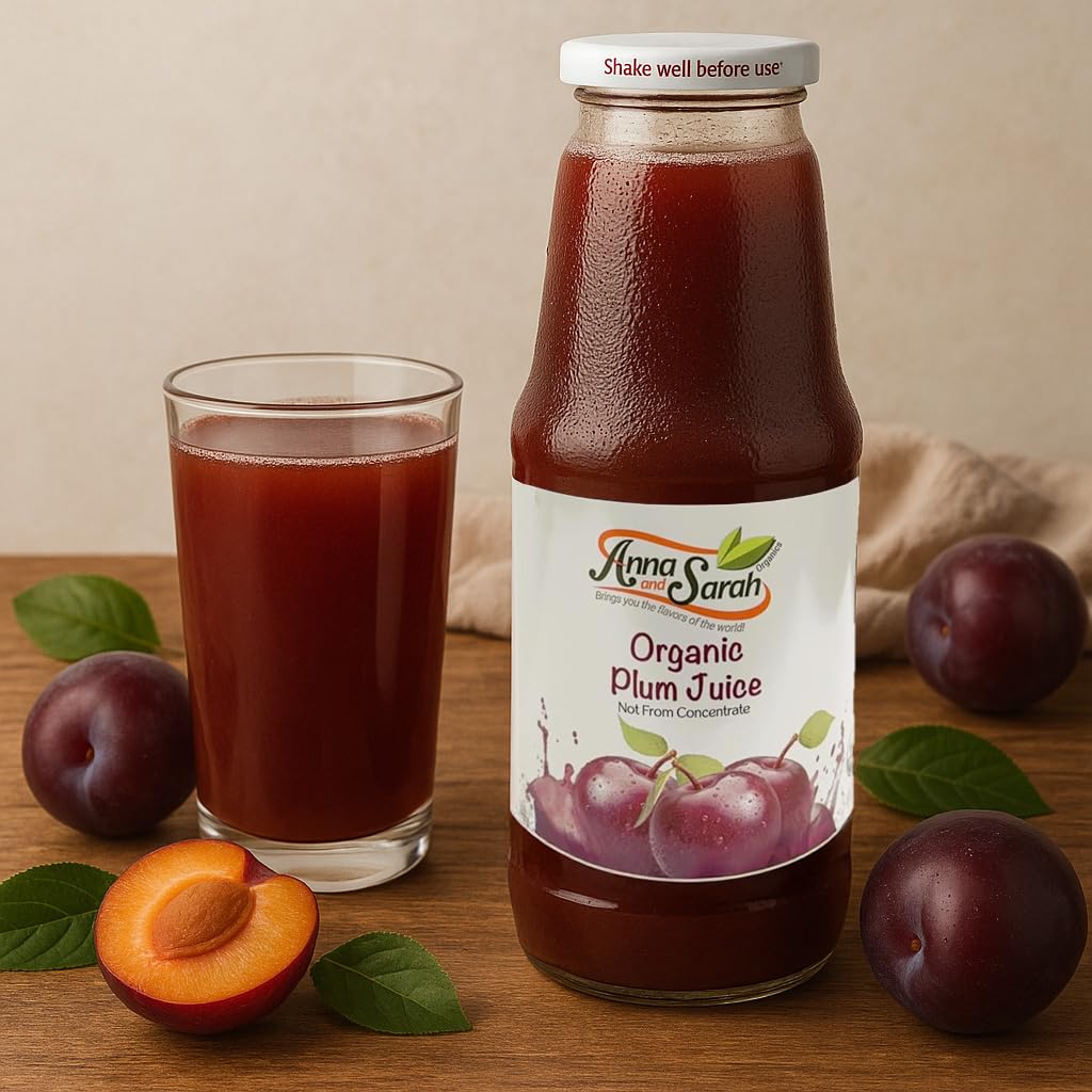 Anna and Sarah Organic Tart Plum Juice - Glass Bottle, 33.8 Ounce