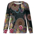 thumbnail image 4 of WXLWZYWL Trendy Sweatshirts For Women 2023 Women Classic And Winter Floral Print Crewneck Long Sleeve Loose Sweatshirt Tops, 4 of 5