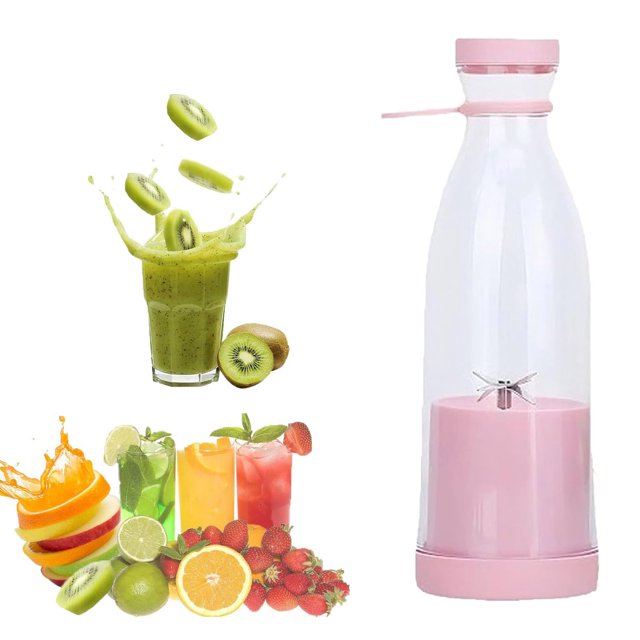 Pink 420ml USB Rechargeable Portable Blender with 6-Blade Head, 3.7V Compact Juicing Cup (7.3x23cm) for On-the-Go Fruit & Vegetable Drinks, Lightweight Single-Serve Mixer for Home, Office & Travel Use