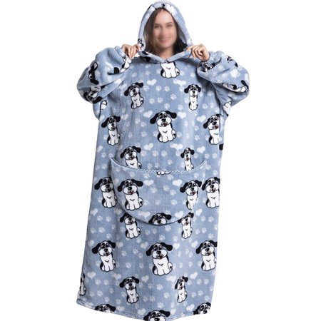 

Beiwei Women Nightwear Long Sleeve Pajama Animal Print Lounge Sleepwear Fuzzy Fleece Nightdress Sleep Dress Dog Print