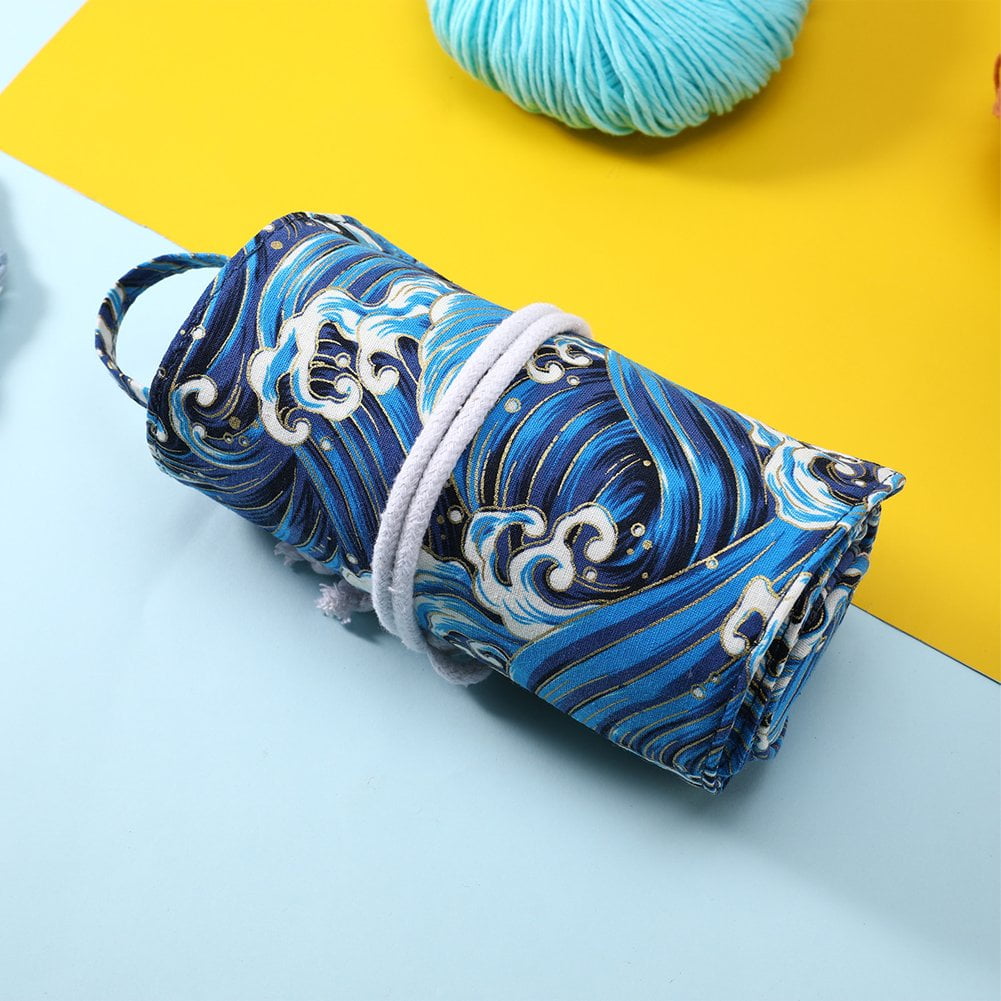 Crochet Hook Roll Bag Crochet Tool Storage Bag Knitting Needle Case for Crafting Crocket Project Accessories Organiser