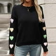 thumbnail image 5 of Diufon Long Sleeve Sweaters for Women Fall Round Neck Pullover Tops Trendy Heart Printed Blouses, 5 of 7