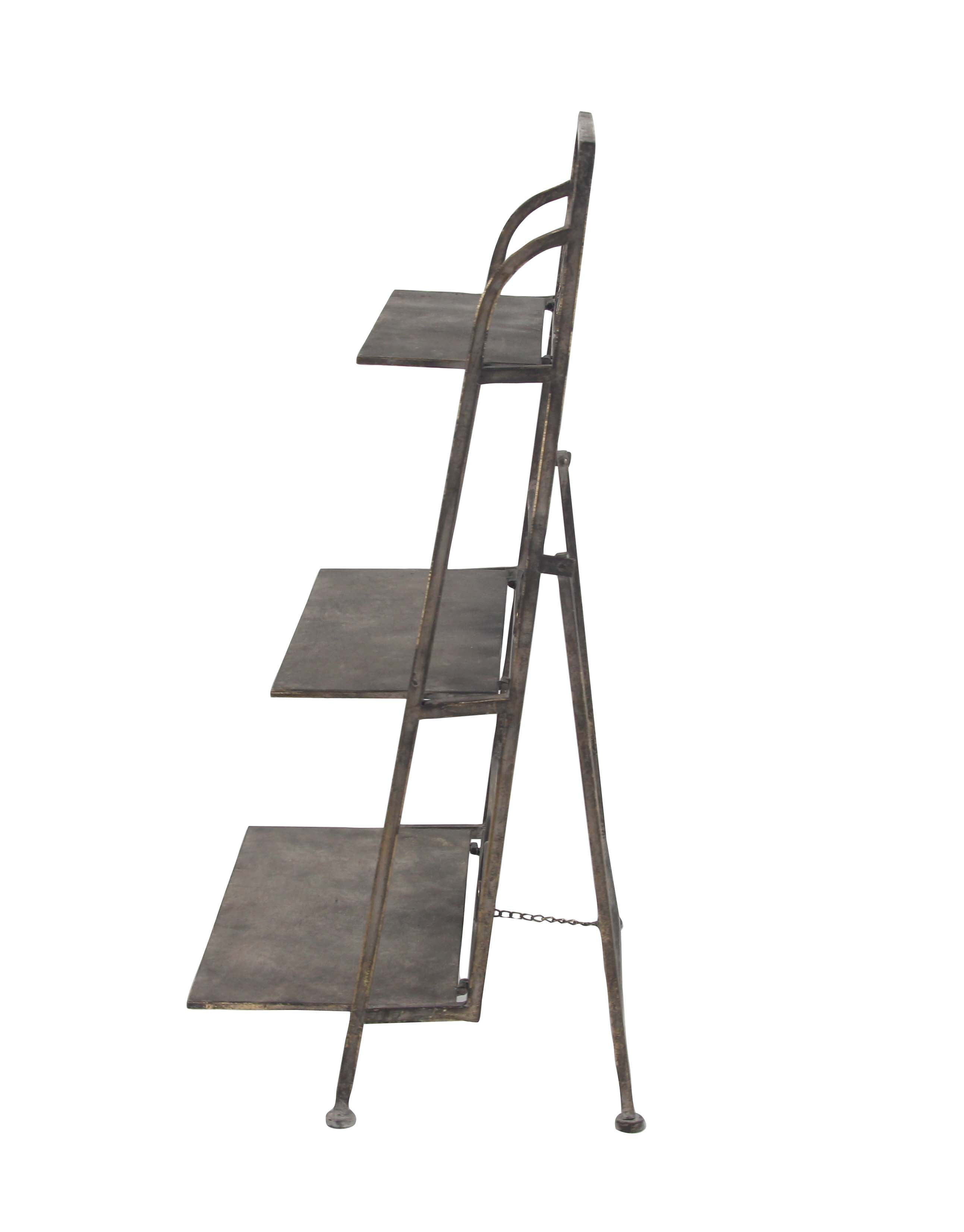Decmode Farmhouse Iron 3Tier Ladder Shelf, Brown