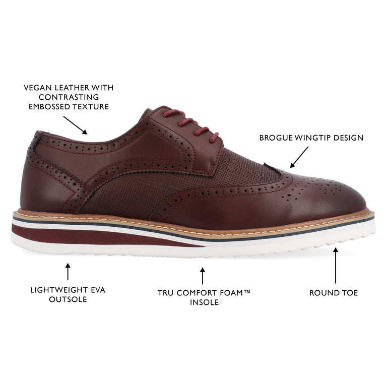 Vance Co Warrick Wingtip Derby Bordeaux Men\'s Dress 8.5 wide Vance Co. Mens Warrick Wide Width Tru Comfort Foam Wingtip  main image 3