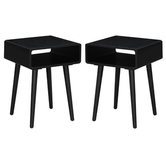 Home Square Napa End Table in Black Wood Finish - Set of 2