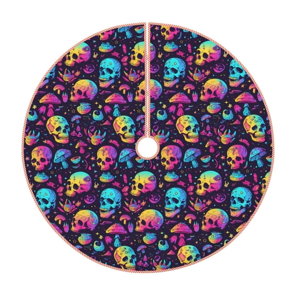 Rateoe mushroom Skull star Pattern Christmas Tree Skirt with Ties , Christmas Tree Decorations, Farmhouse Christmas Decor Xmas Holiday Decorations-