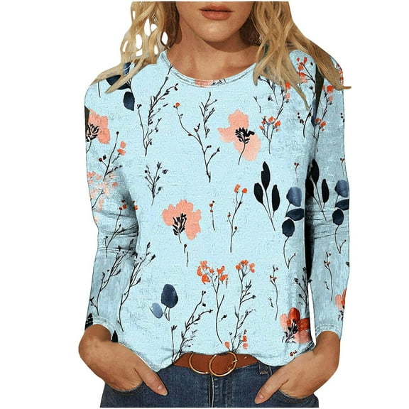 SHE IS My Items Shirts for Women Long Sleeve Flowy Tops for Women Cropped Womens Long Sleeve Blouses Cotton Dressy Basic Tees for Women Long Sleeve
