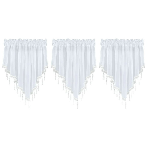 3Pc Curtains 3Pc Solid Color Finished Curtain Curtain Drapery 51X24 Bedroom Home Decor Triangle Curtain Curtain Screen Kitchen Short Curtain