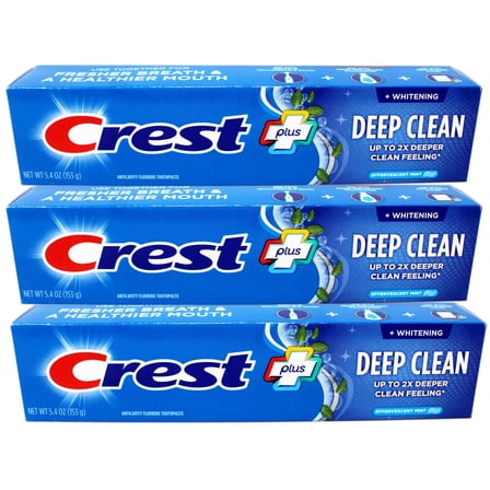 3 Pack - Crest Whitening Plus Deep Clean Toothpaste, Effervescent Mint, 5.4 OZ