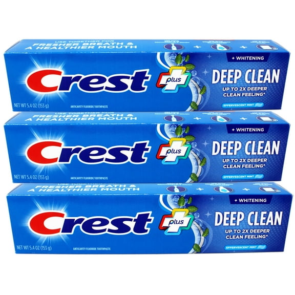 3 Pack - Crest Whitening Plus Deep Clean Toothpaste, Effervescent Mint, 5.4 OZ