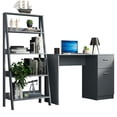 thumbnail image 1 of Madesa 2-Piece Home Office & Study Furniture Set: 43" Compact Computer Desk with Storage and Drawer + 24" 5-Tier Ladder Shelf for Pantry, Books, & Utilities – Gray, 1 of 6