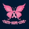 thumbnail image 5 of Wild Bobby, Butterfly Pink Ribbon Faith Hope Love, Breast Cancer Awareness, Women Graphic Tee, Navy, Medium, 5 of 5