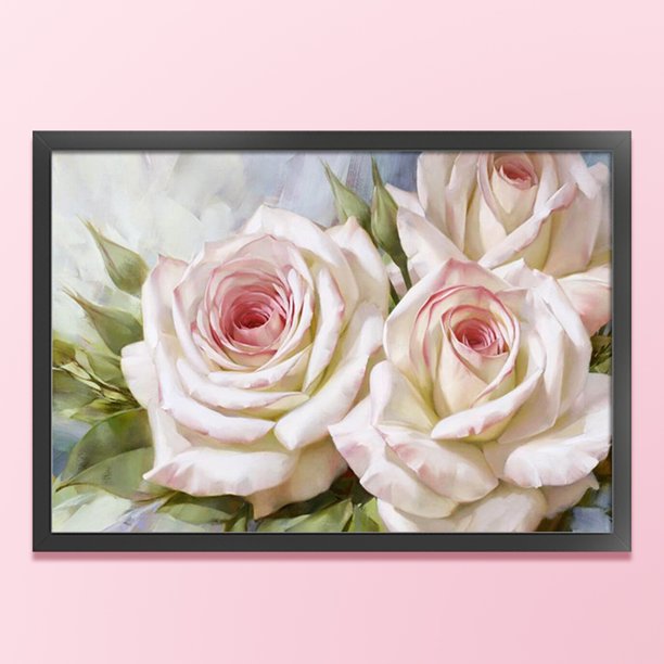 Cuadros Decorativos Bordado completo Hilo de algodón ecológico Kit de punto de cruz de rosa impresa de 11 quilates (ACC-874) Wdftyju embutido en tela