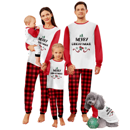 

Matching Family Christmas Pajamas Sleepwear Set Christmas Buffalo Plaid Stripe Printed Sizes Baby-Kids-Adult-Pet 2-Piece Top and Pants Bodysuits Xmas Pjs Set