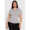 thumbnail image 2 of Womens Plus Size Seamless Textured Knit Crew Neck T-Shirt, 2 of 5
