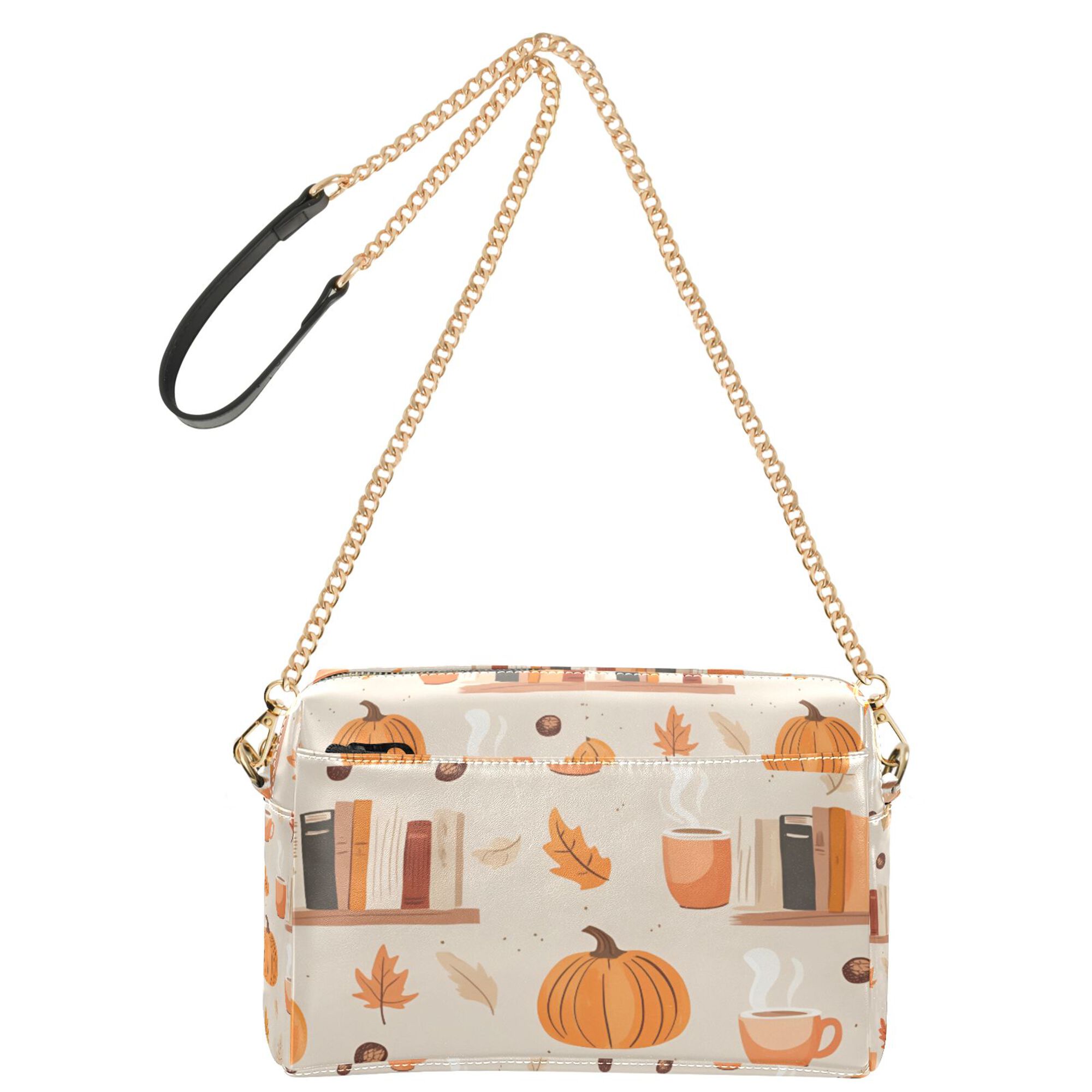 FORMRS Women Crossbody Purse with Chain Strap Vegan Leather Shoulder Handbag, Beige Fall Acorns Pattern