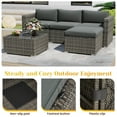 thumbnail image 6 of CozyHom 5 PCS Outdoor Patio Wicker Sectional Dining Conversation Set, All Weather Indoor Wicker Sofa Furniture Sets L Shaped Outdoor Couch With Ottoman, Gray, 6 of 8