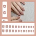 thumbnail image 2 of 24 Pcs Glossy Press On Nails Short Ballerinas False Nails Reusable Acrylic Nails Plaids French Tip on Nails, 2 of 8