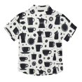 thumbnail image 2 of Dailycode Small Short Sleeve Button Down Shirts Coffee Beans and Cups Silhouettes Casual Shirt 3-10 Years, 2 of 9