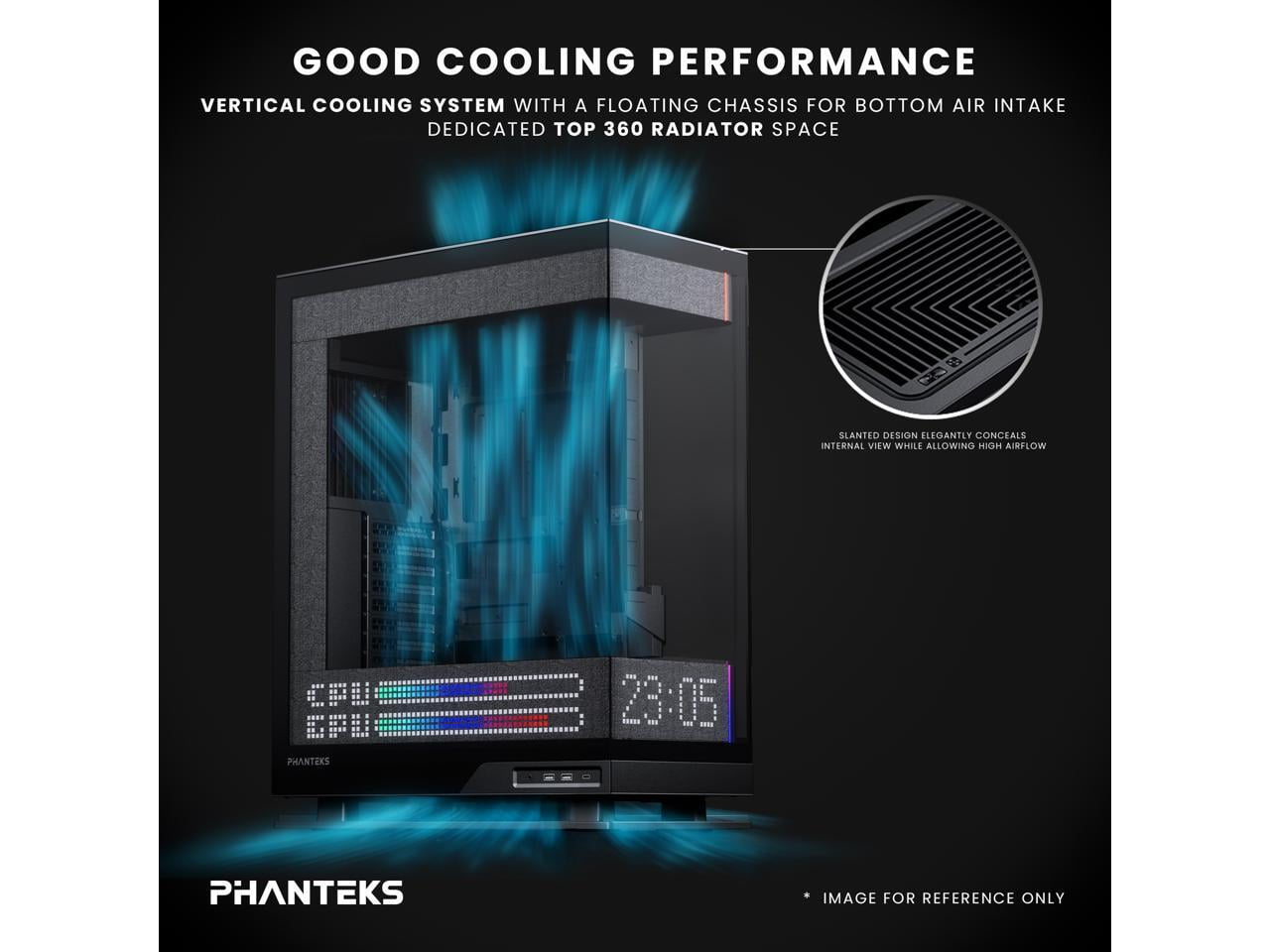 Phanteks Evolv X2 Matrix Mid Tower ATX Gaming Chassis with 900 LED Matrix Display, Fabric Interior Panel, Vertical Cooling System, Tempered Glass, Integrated D-RGB Lighting, Charcoal Black
