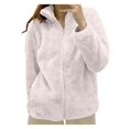 thumbnail image 1 of MKLEKYY Veste Marron pour Femmes Veste Unie Col à Fermeture à Glissière Confortable, 1 of 3