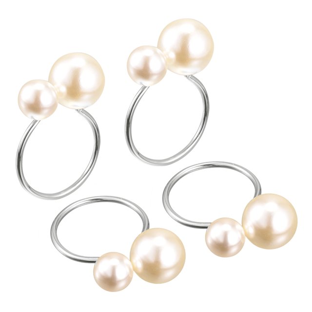 Servilleteros Anillos 4uds 39mm Interior Diámetro Aleación Unique Bargains Tono Plateado Blanco