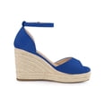thumbnail image 3 of BLISSFUL STEP Women's Shoes Espadrille Platform Open Toe Ankle Strap Wedge Heels Sandals Dark Blue 8.5, 3 of 7