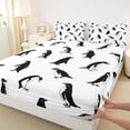 thumbnail image 3 of Homewish Cute Wildlife Penguin Queen Sheet Sets for Teen, Kawaii Antarctic Animal Flat Sheet, Cartoon Theme Queen Fitted Sheet, Ultra Soft Bedroom Decor, 4-Piece, 3 of 7