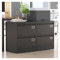 Metal File Cabinet 2 Drawer, Locking Office Cabinet for Home/Legal/A4, Black Vertical File Storage, Heavy Duty Steel, Assembly Required Filing Cabinets