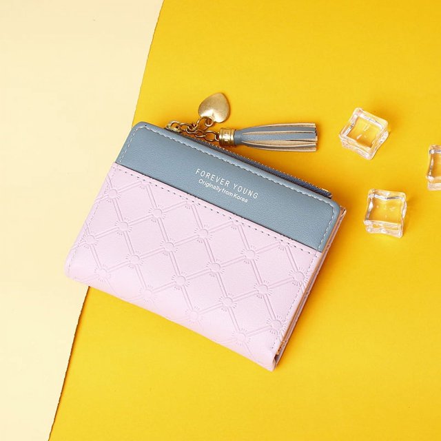 Cartera corta con cremallera para mujer, estilo cartera con borlas, monedero sencillo que combina con todo, bolso de mano para mujer