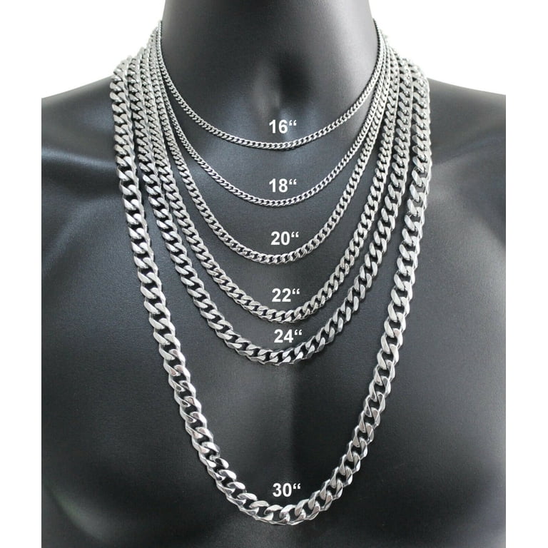 Hermah Stainless Steel Curb Chain Necklace, 20 Inches, 7mm photo 3