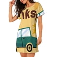 thumbnail image 2 of Easygdp Happy Thanksgiving Day Camisón de manga corta para mujer, informal, estampado, 2 of 6