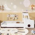 thumbnail image 3 of Twin Size Floor Bed with Interesting Car-shape Design,Car Floor Bed with Storage Drawers, Window, and Desk, Childlike Design, White, 3 of 18
