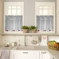 thumbnail image 4 of Christmas Kitchen Curtains and Valances Set, Rod Pocket Curtains Tier Farmhouse Window Curtains 36 Inch Length, Winter White Pine Trees Snowflake Ball Grey 3 Piece Kitchen Curtains Set, 4 of 6