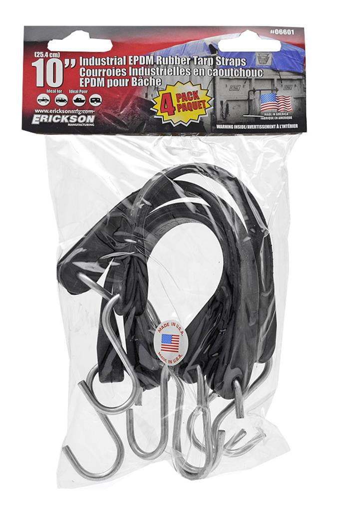 Erickson 06601 10 Long Industrial EPDM Rubber Tarp Strap, Pack of 4
