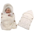 thumbnail image 1 of Saco de dormir tejido para bebé, manta envolvente para cochecito, saco para bebé con forro polar en el interior, saco cálido, saco de peluche tejido para bebés recién nacidos, 1 of 4
